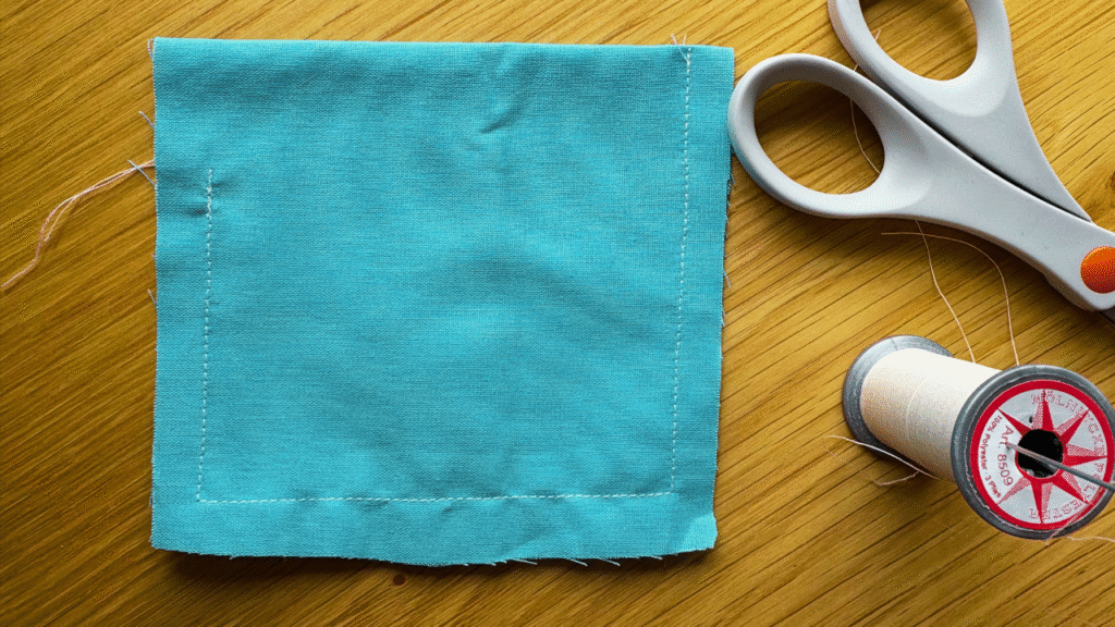 DIY bean bag being stitched