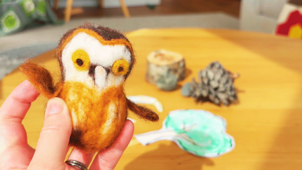 needle felted owl prop used to bring stories to life for toddlers