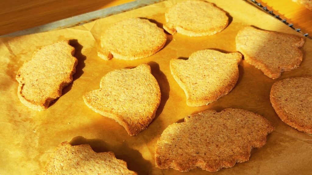 Refined sugar free Halloween cookies on a tray