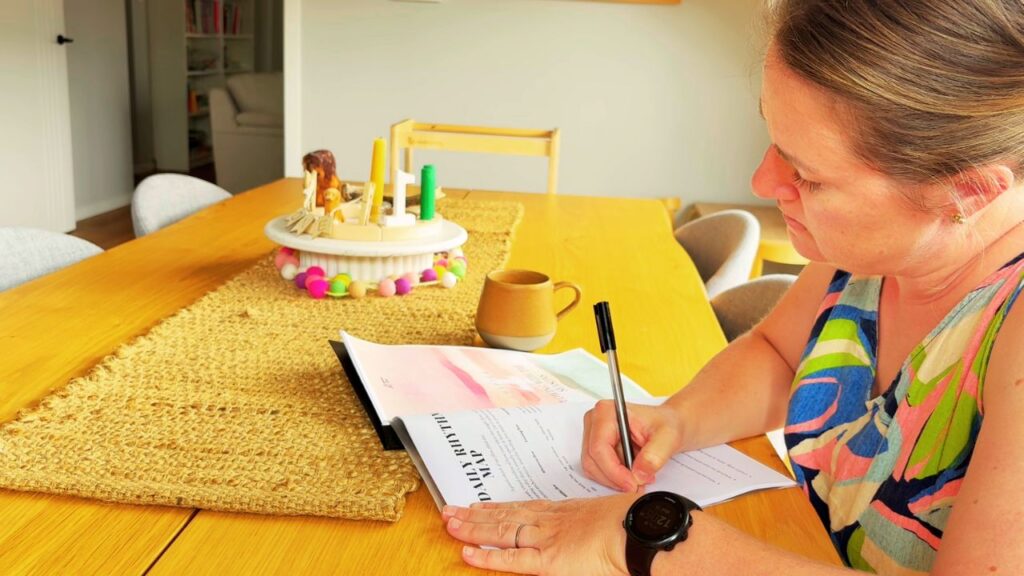Reflecting on a morning rhythm with a toddler using a family rhythm guide and a cup of tea